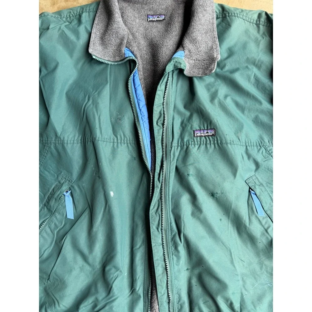 Vintage Patagonia Shelled Synchilla Jacket Teal Green Distressed Mens XL